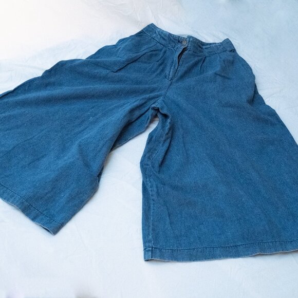 Extra-wide leg, high-waisted, vintage, cropped, denim trousers - Picture 4 of 8